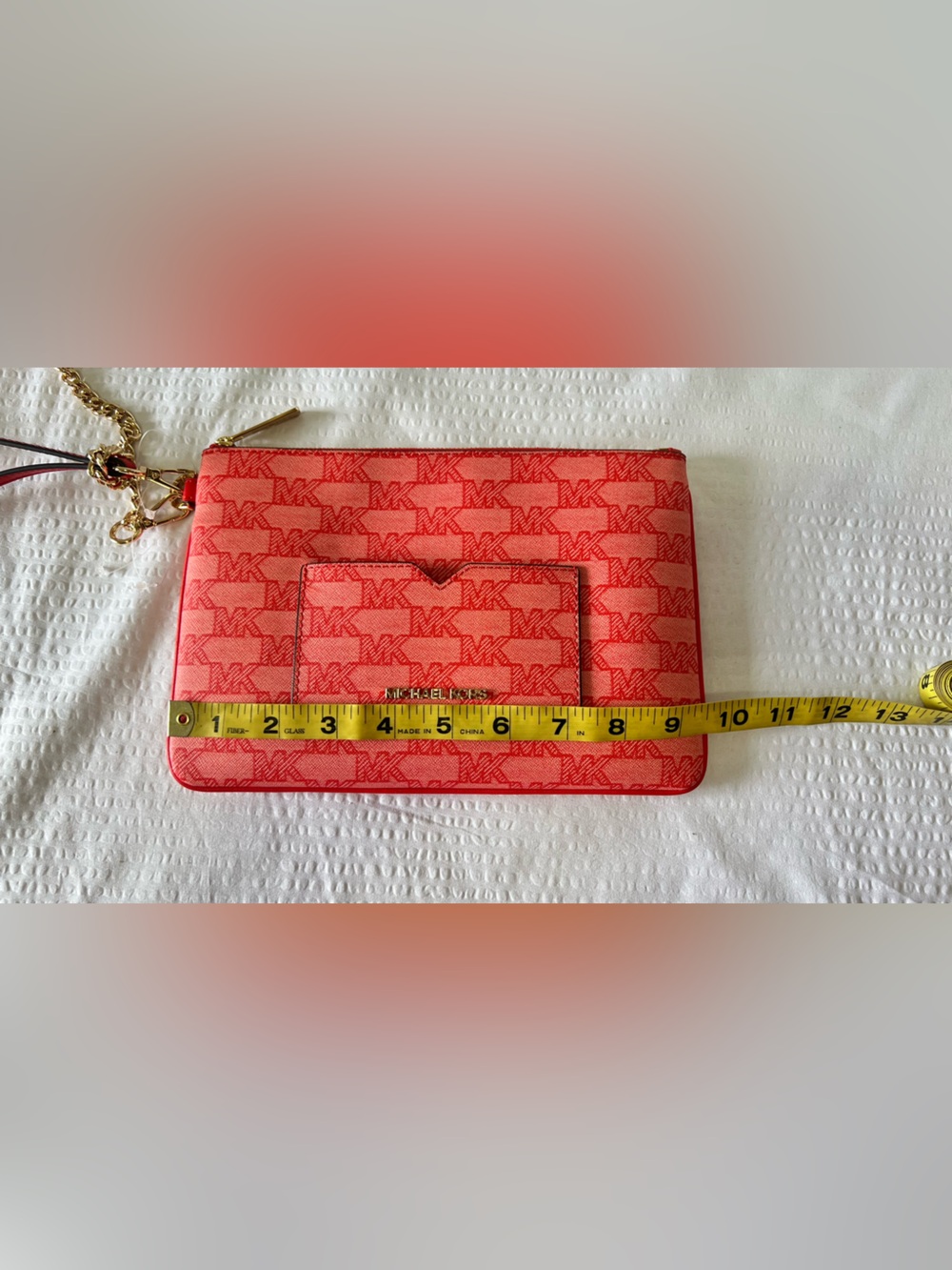 Michael Kors Red Logo Card Pouch Wristlet - Picture 5 of 8
